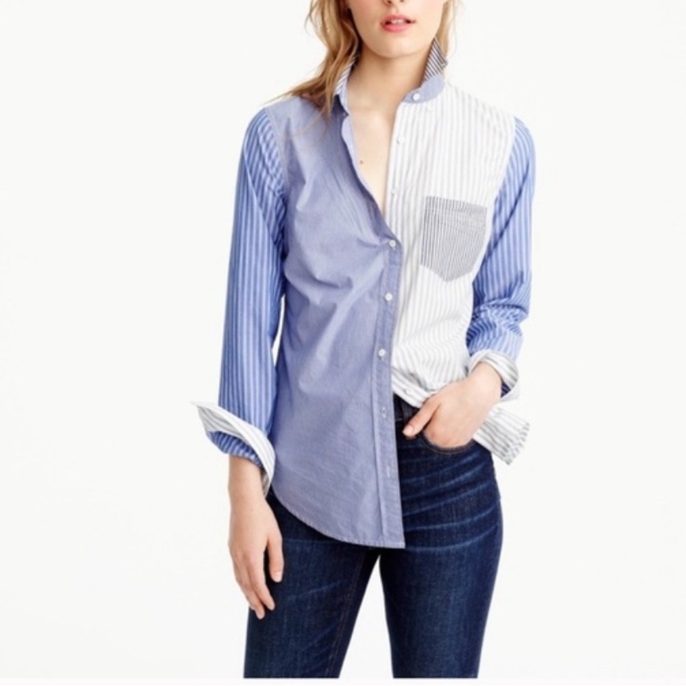 J.Crew Cocktail Shirt 00 multi mixed stripe button down shirt